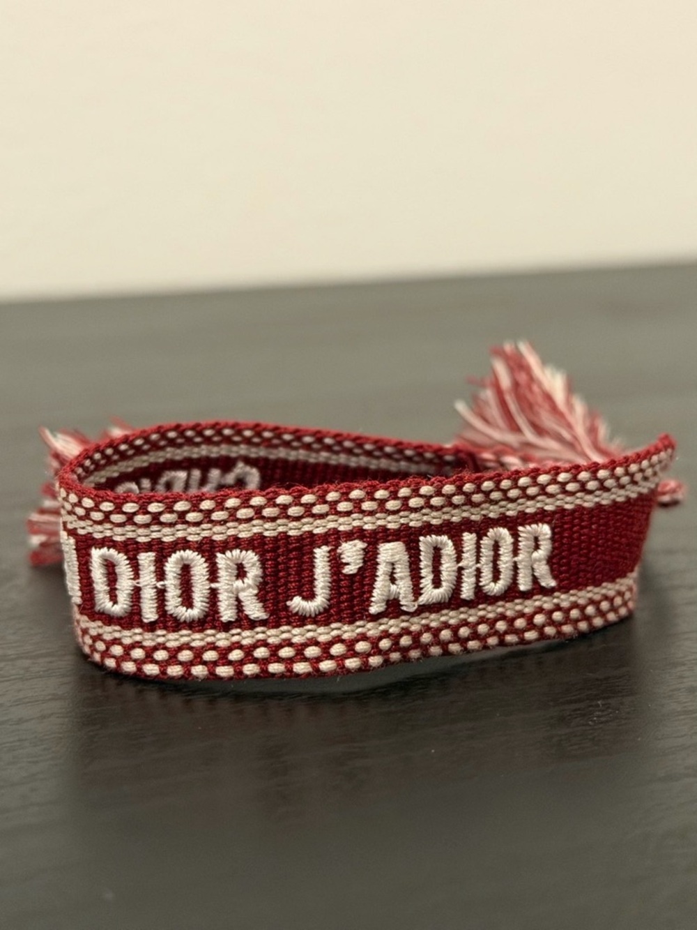 Christian Dior J’adior Red and white cotton Woven Logo Bracelet - Picture 2 of 5